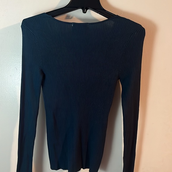 Dark Teal Green long sleeve ribbed shirt - Picture 2 of 4